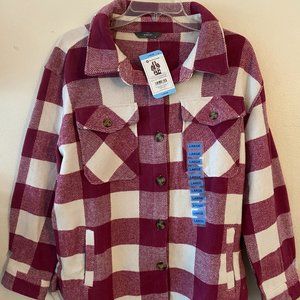 Member's Mark Women's Button Up Long Sleeve Warm Plaid Shacket Size Large NWT